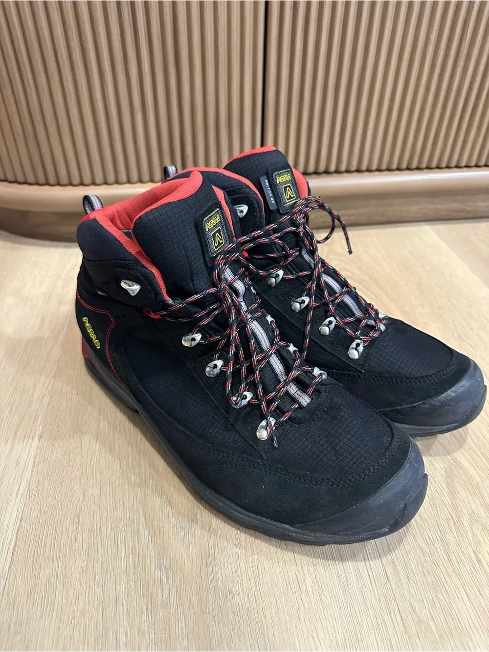 Asolo Men's Black and Red Hiking Boots size 11.5